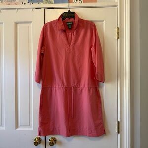 L.L. Bean Pink Bathing Suit Coverup Tunic Gathered Waist Dress Size Large
